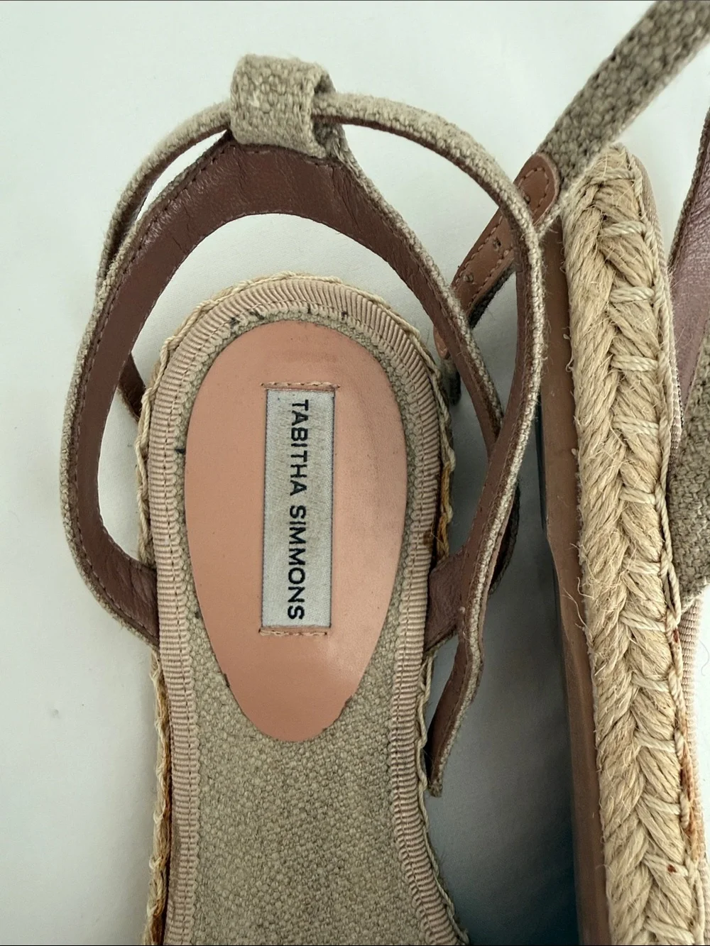 Tabitha Simmons Beige Embroidered Floral Slingback Flats
